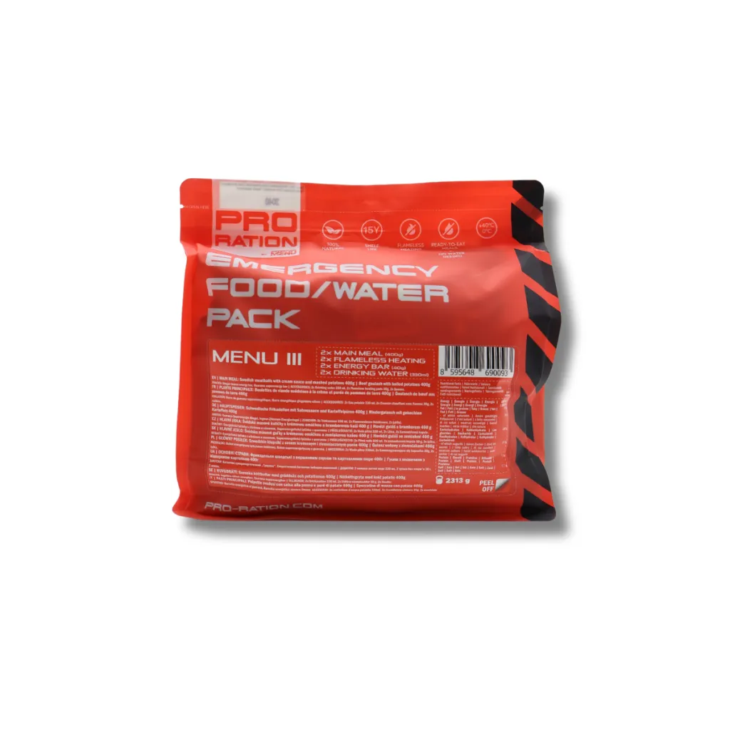 Proleafshop PRO Ration Emergency Pack Menu III - Food & Water ...